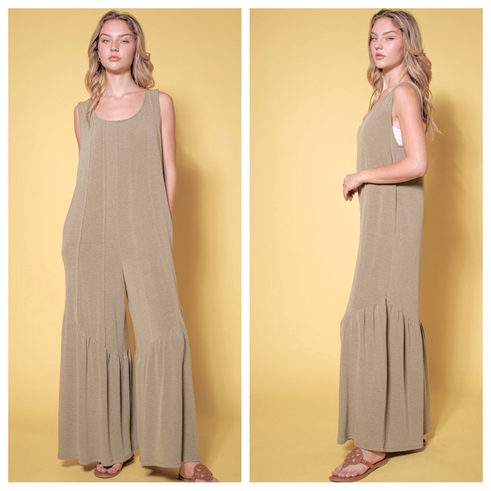 08 Boho Wide Leg Soft Touch Sleeveless Jumpsuits